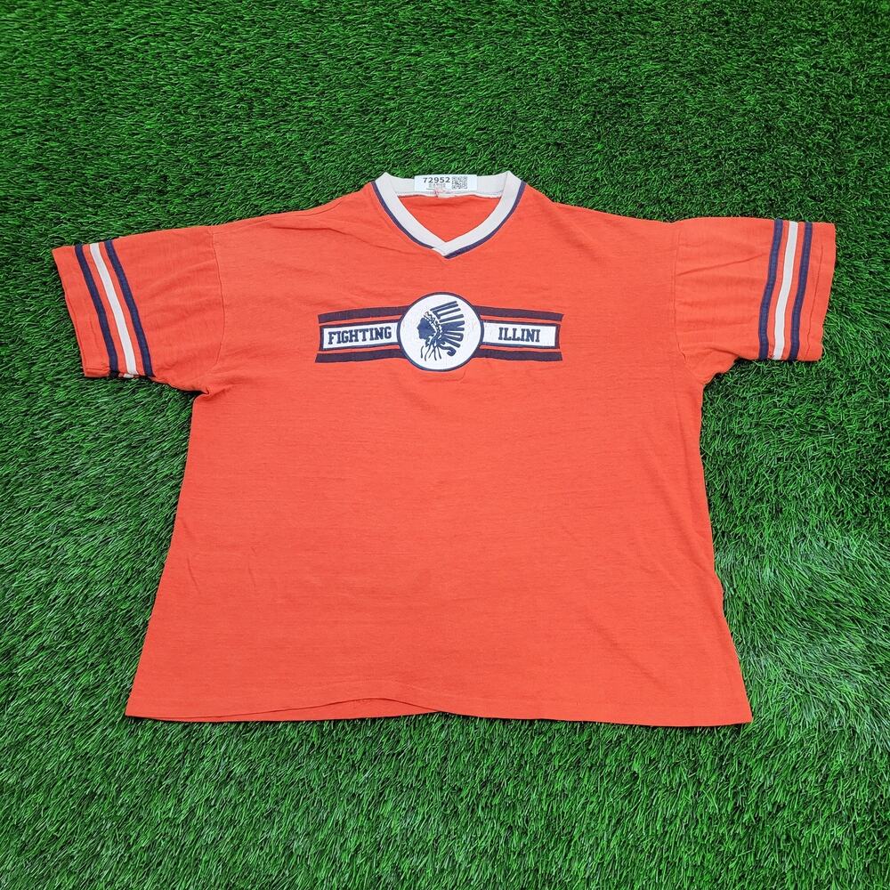 Vintage 70s Fighting-Illini Shirt Womens XL 22x24 USA